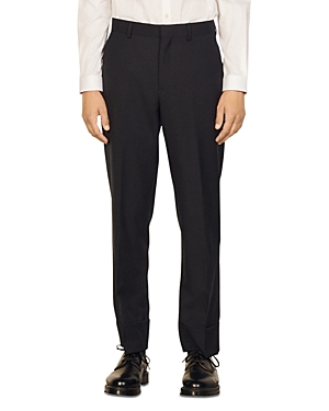 Sandro Formal Classic-cut Virgin-wool Suit Trousers In Navy Blue