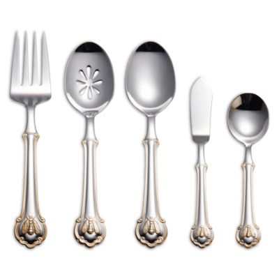 Napoleon Bee Gold Accent 45 Piece Flatware Set, Service for 8