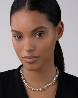 18K Yellow Gold & Sterling Silver Glacier Citrine Collar Necklace, 16"