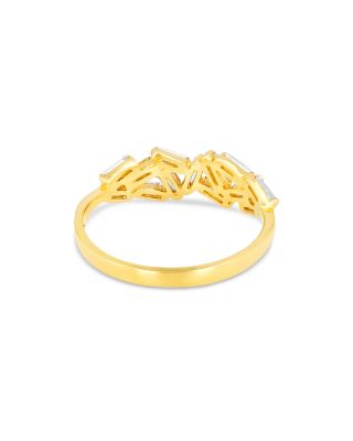 18K Yellow Gold Fireworks Diamond Baguette Cluster Ring