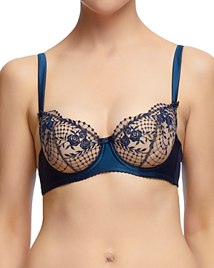 Dita Von Teese Julies Roses Underwire Balconette Bra In Navy