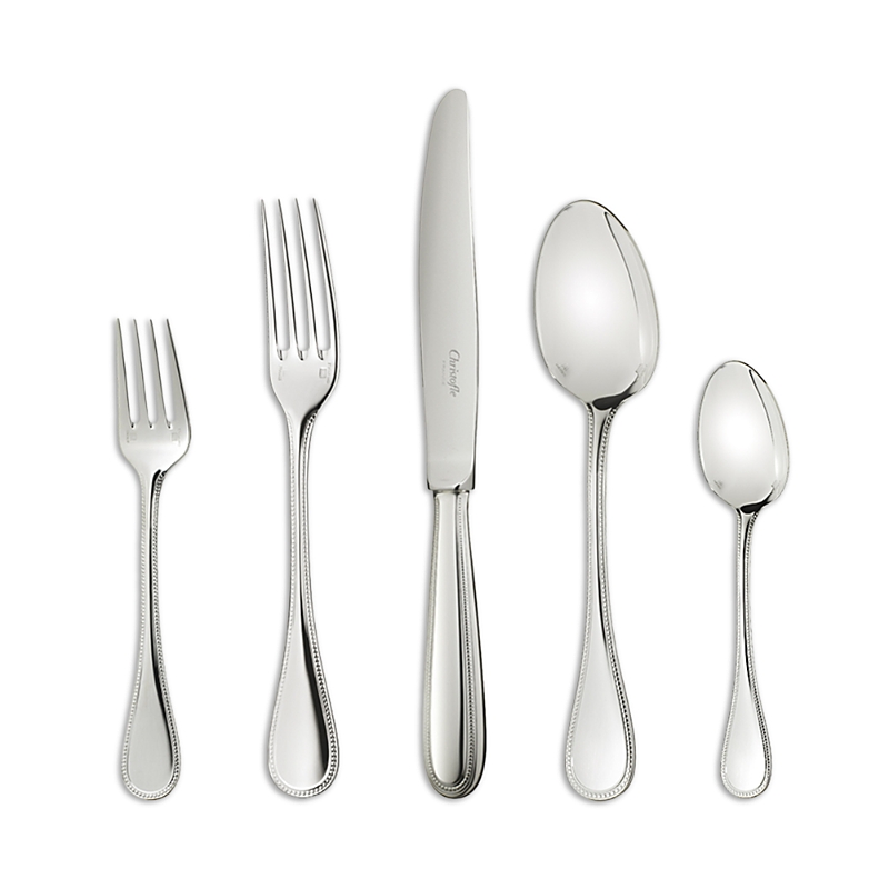 Christofle Perles Silverplate 5 Piece Place Setting In Silver