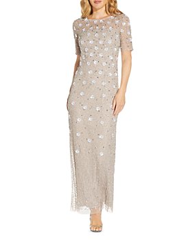 Adrianna Papell Womens Beaded Wide Sleeve Gown Formal Night Out Dress