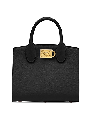 Ferragamo Studio Mini Leather Top Handle Bag In Nero