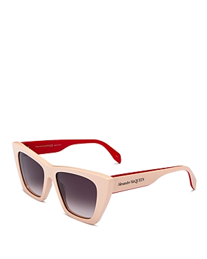 Alexander Mcqueen Signature Cat-eye Acetate Sunglasses In Pink/gray