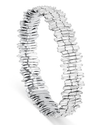SUZANNE KALAN - 18K White Gold Diamond Baguette Bangle Bracelet