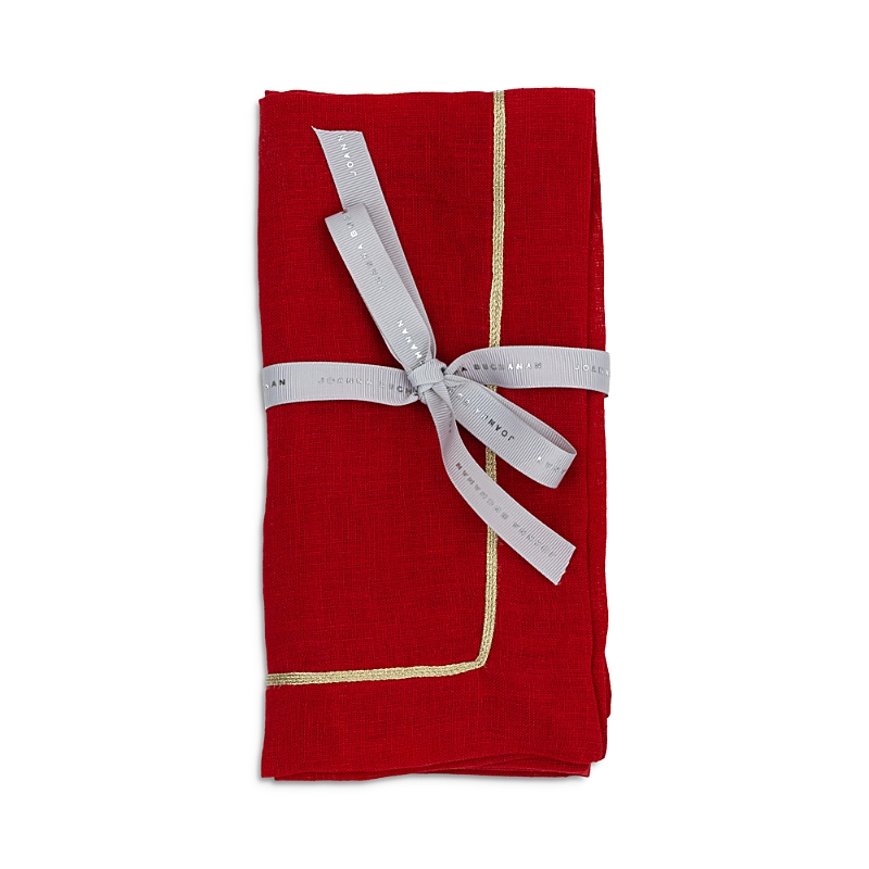 Joanna Buchanan Gold-tone Trim Linen Dinner Napkins, Set Of 2 In Berry