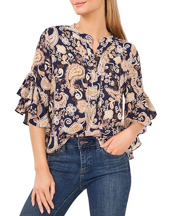 VINCE CAMUTO Glasgow Paisley Flutter Sleeve Blouse | Bloomingdale's