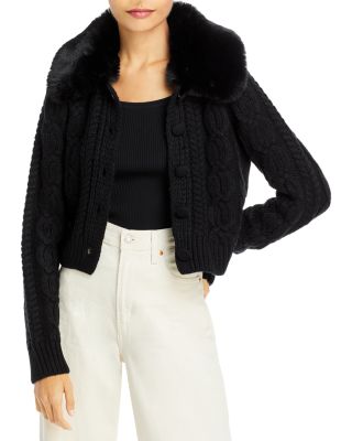 Black fur collar outlet cardigan