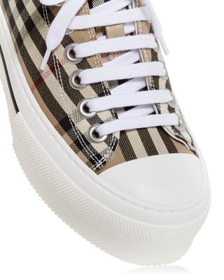 スニーカー Burberry Jack L Low Sneakers - Burberry - Cotton - White Burberry Women's Jack Vintage Check Low Top Sneakers