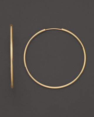 14K Yellow Gold Endless Hoop Earrings 