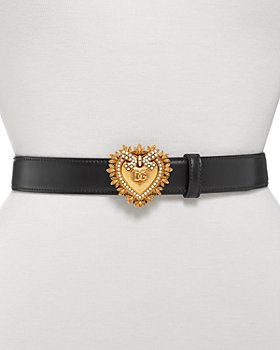 Dolce & Gabbana - Women's Embellished Logo Buckle Leather Belt