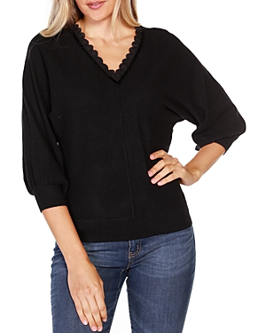 Belldini Lace Trim Sweater In Black