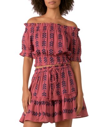 SO ME Floral Embroidered Off The Shoulder Crop Top main image 0