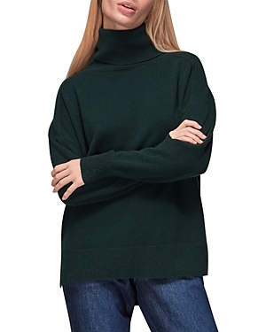 Shop Whistles Cashmere Turtleneck Sweater In Dark Green