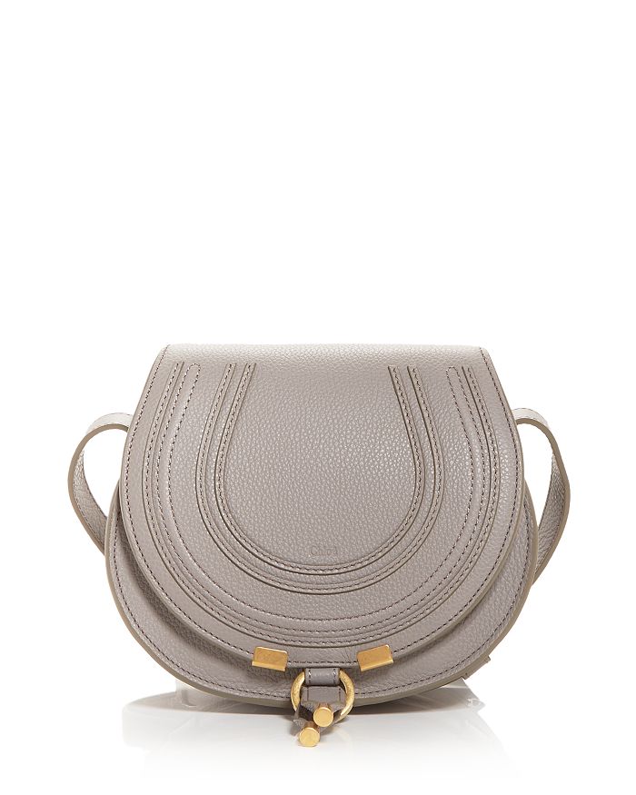 Chloé Gray Small Marcie Saddle Bag In Cashmere Gray/brass