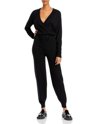 AQUA - V-Neck Knit Jumpsuit - 100% Exclusive