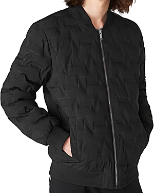Shop Karl Lagerfeld Quilted Logo Print Bomber Jacket In Black