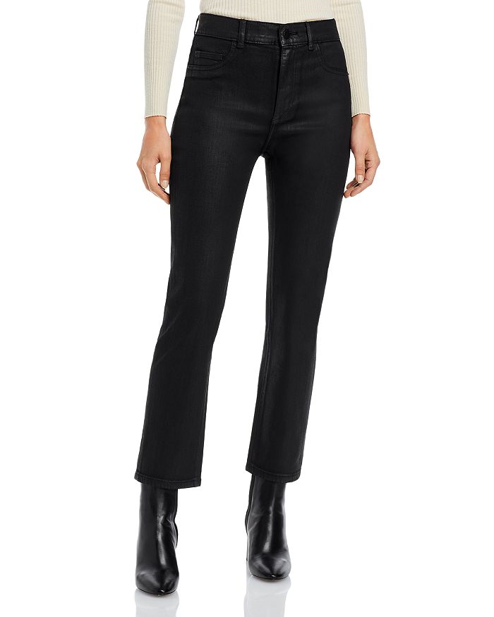 Coated High Rise Straight Jeans in Black