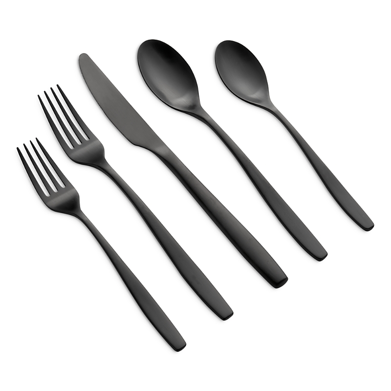Cambridge Silversmiths Averie Satin 20 Piece Flatware Set In Black