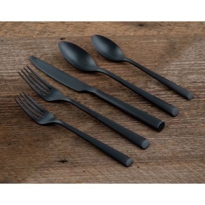 Gilda Black Satin 20-Piece Flatware Set, Service for 4