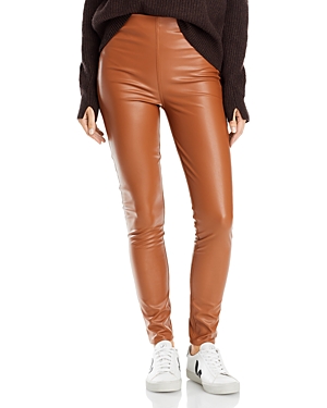 Rag & Bone Nina High Waist Pull On Faux Leather Skinny Pants In Cognac