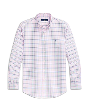 Polo Ralph Lauren Cotton Stretch Poplin Check Classic Fit Button Down Shirt In Pink/blue Multi