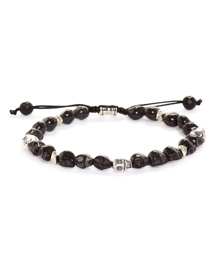 JONAS STUDIO Men s Sterling Silver Onyx Beaded Skull Bracelet