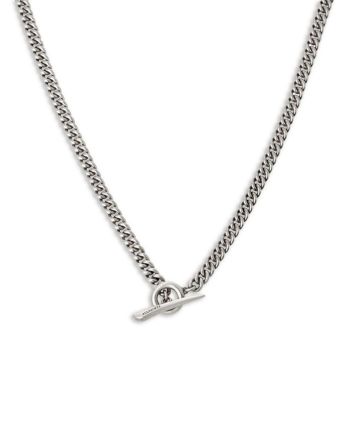 ALLSAINTS Logo Bar Toggle Necklace in Sterling Silver, 19