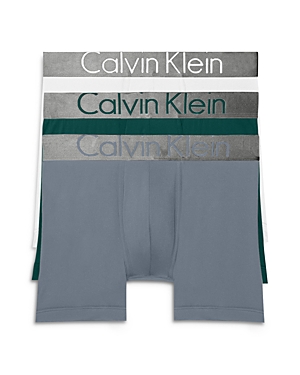 Calvin Klein Steel Boxer Briefs, Pack Of 3 In Gray/teal/white