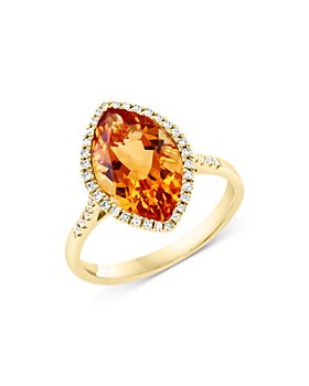 Bloomingdale's - Citrine Marquis Cut & Diamond Halo Ring in 14K Yellow Gold - 100% Exclusive
