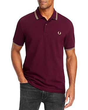 Fred Perry Twin Tipped Slim Fit Polo In Mahogany/wine