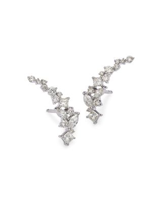 Diamond Fancy Cut Ear Climbers in 14K White Gold, 1.0 tcw&amp;nbsp;