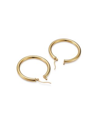 14K Yellow Gold Tube Hoop Earrings 