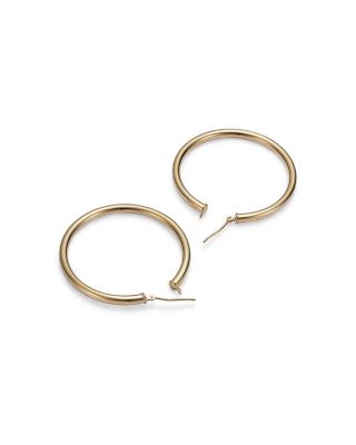 14K Yellow Gold Round Hoop Earrings 