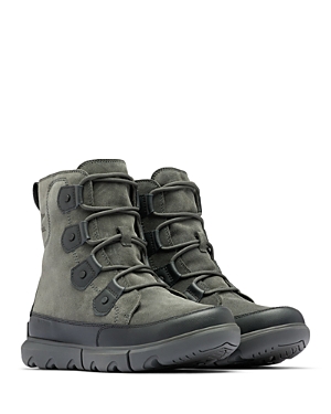 Sorel Explorer Leather-trimmed Suede Boots In Black/jet