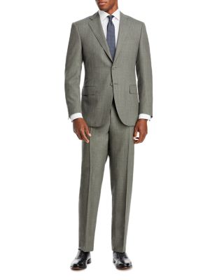 canali classic fit solid wool suit