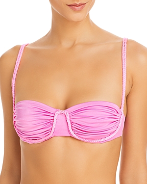 Baobab Collection Lula Ruched Bikini Top In Bubble Gum