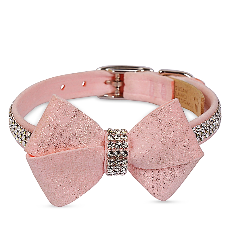 Susan Lanci Designs Pink Glitz Nouveau Bow 3 Row Giltmore 1/2 Collar