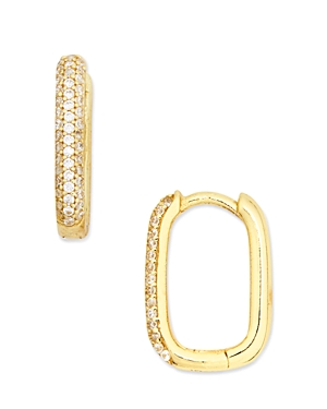 Argento Vivo Oblong Pave Hoop Earrings in 14K Gold Plated Sterling Silver