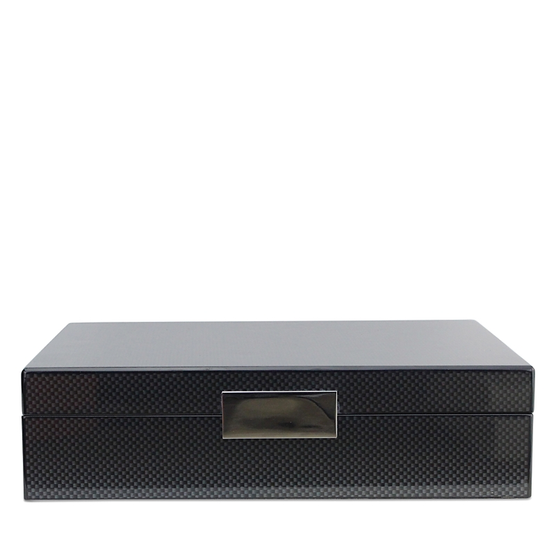 Addison Ross Carbon Fibre Lacquer Box With Silver - Large In Gray