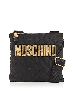 Shop Moschino Quilted Nylon Crossbody In Black Multi