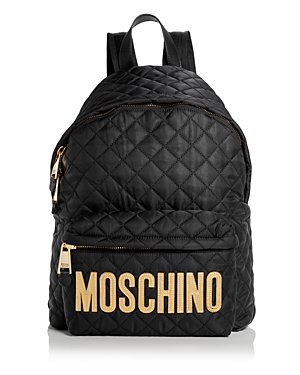 Moschino Quilted Nylon Backpack In Black Multi