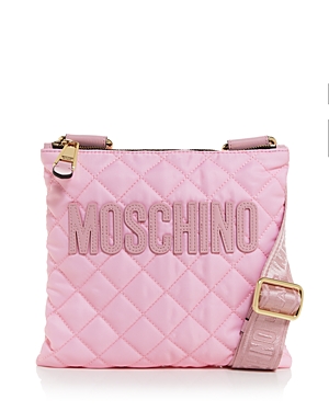 Moschino Quilted Nylon Crossbody In Pink Multi