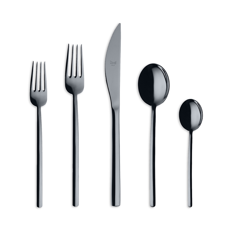 Mepra Due Oro Nero 5 Piece Place Setting In Hemotite