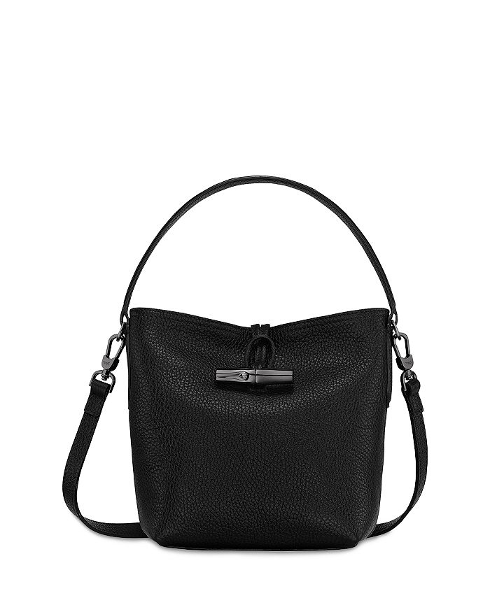 Longchamp Small Leather-Trimmed Roseau Bucket Bag