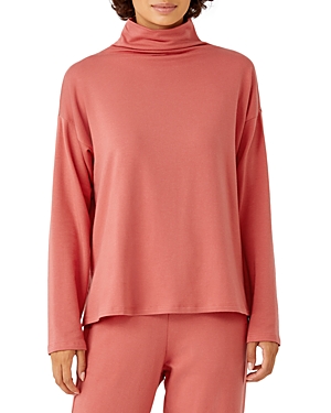 Eileen Fisher High Funnel Neck Tunic Sweater In Papya