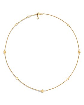 Gucci - 18K Yellow Gold Interlocking G Diamond Star Motif Choker Necklace, 13.4-15"