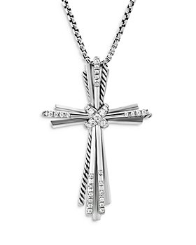 David Yurman - Sterling Silver Angelika Cross Pendant Necklace with Diamonds, 18"
