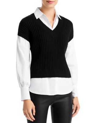 layered look sweater with collar